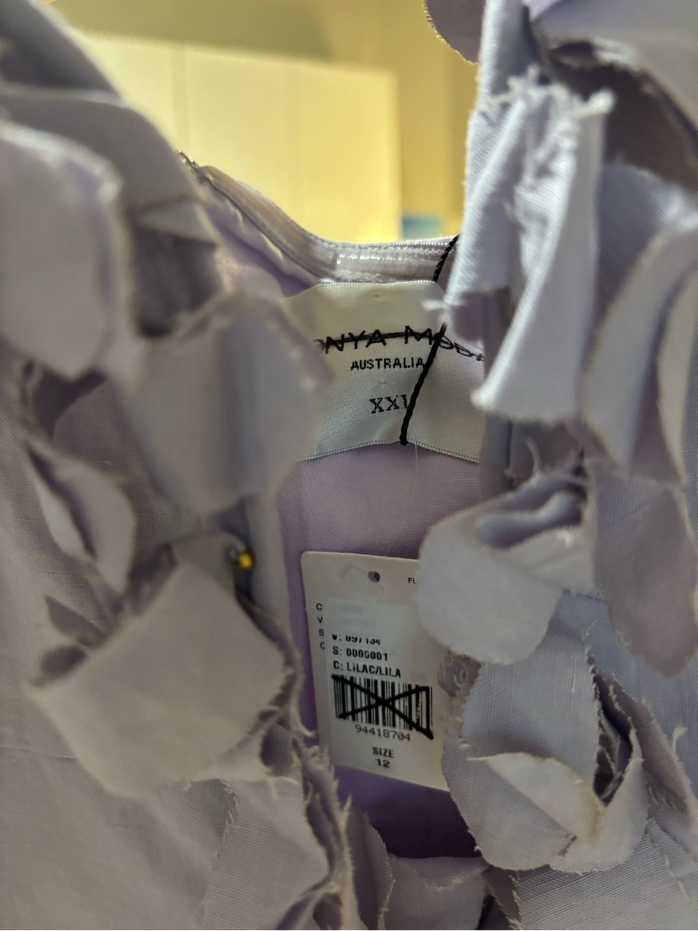 Sonya Moda for Anthropologie One-Shoulder Lilac Petal-Trim maxi Dress - Picture 14 of 16